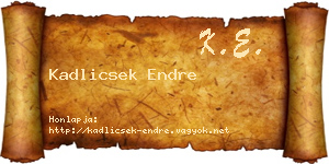 Kadlicsek Endre névjegykártya