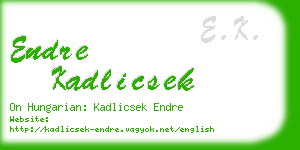 endre kadlicsek business card